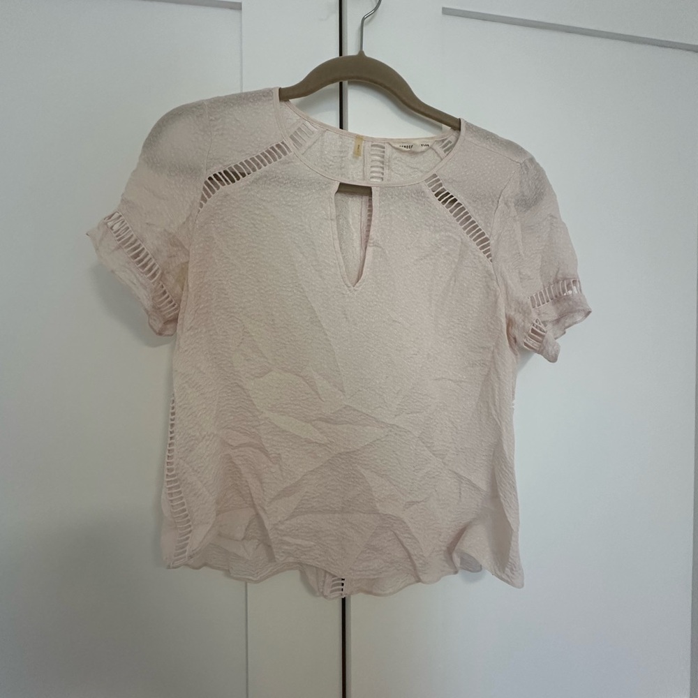 Rebecca Taylor Pink Ruffled Cut Out Blouse
